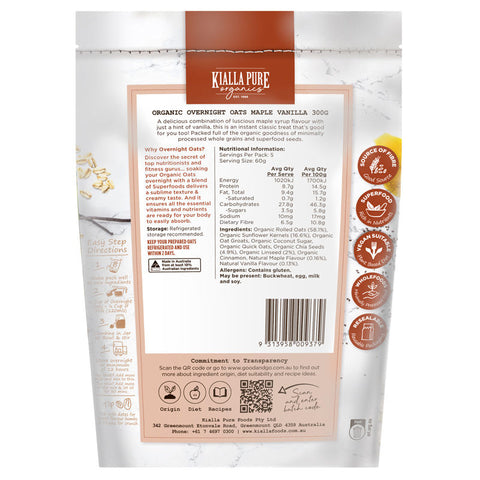 ORGANIC MAPLE VANILLA OVERNIGHT OATS 300G (#109244)