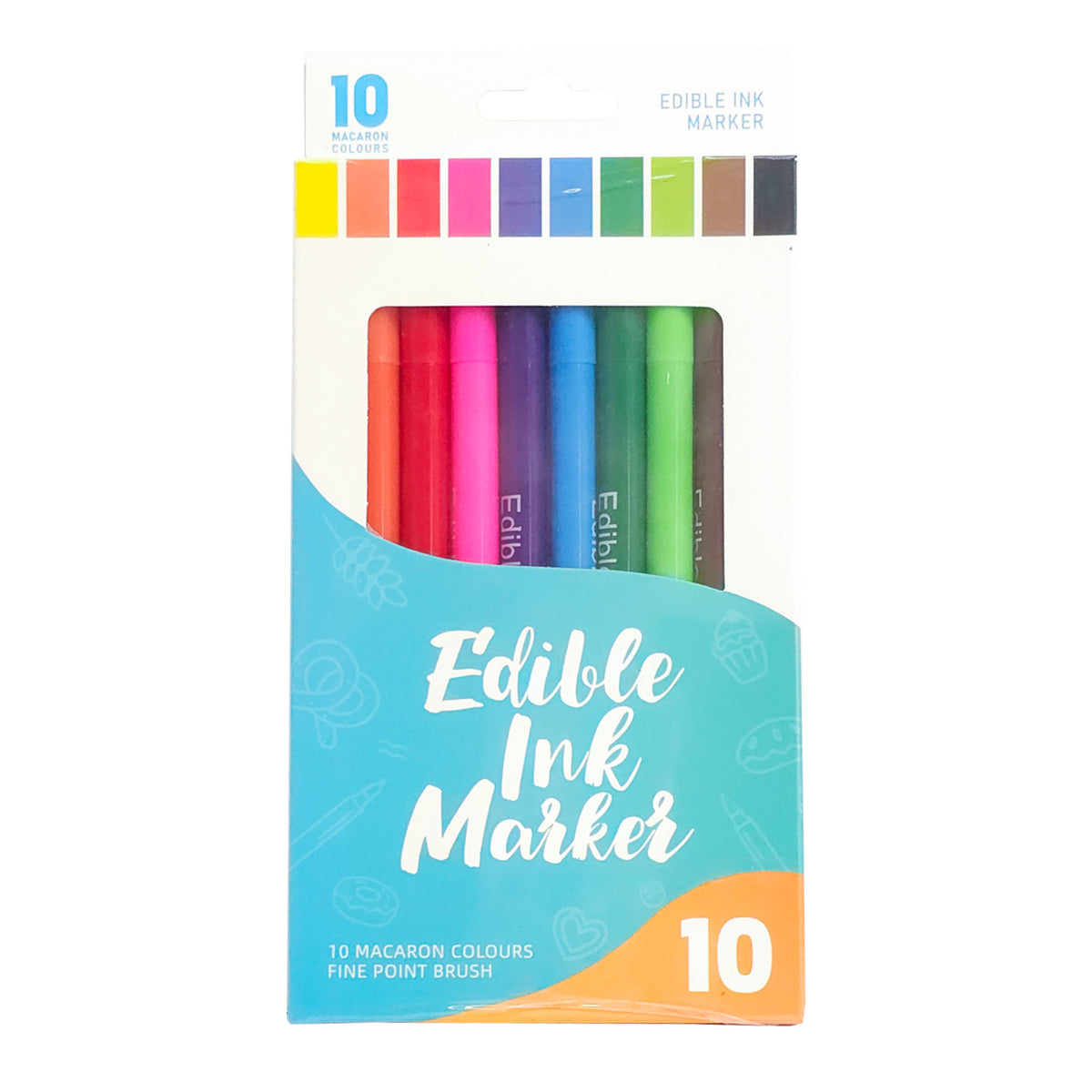 MARKER INK PRIMARY COLOR EDIBLE DBL SIDED 10PC/BOX (