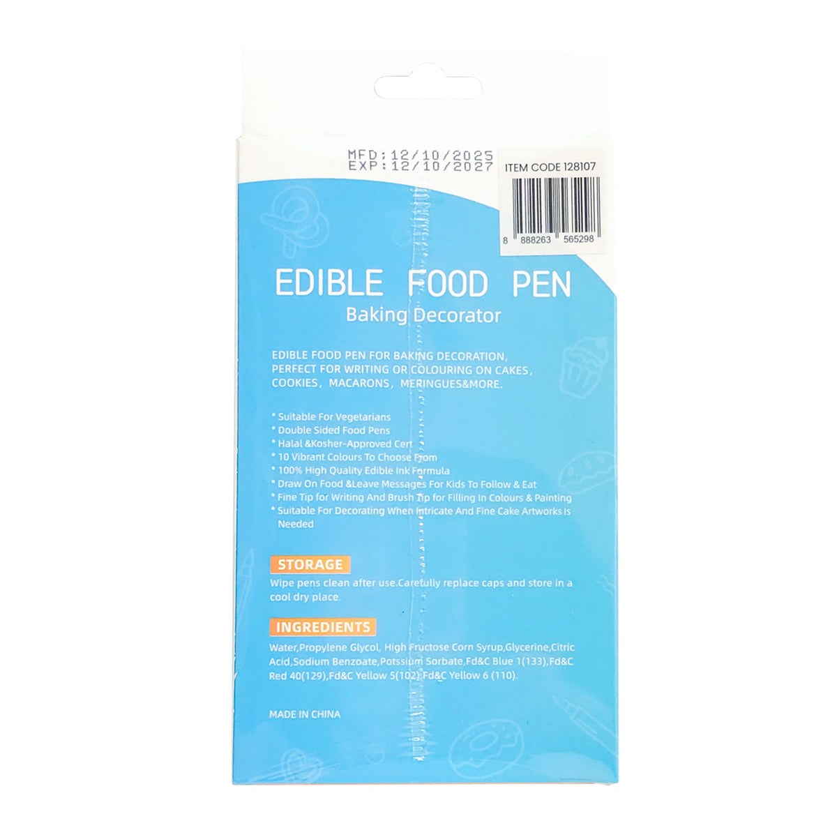 MARKER INK PRIMARY COLOR EDIBLE DBL SIDED 10PC/BOX (