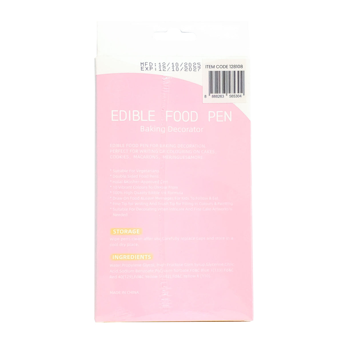 MARKER INK PASTEL COLOR EDIBLE DBL SIDED 10PC/BOX (