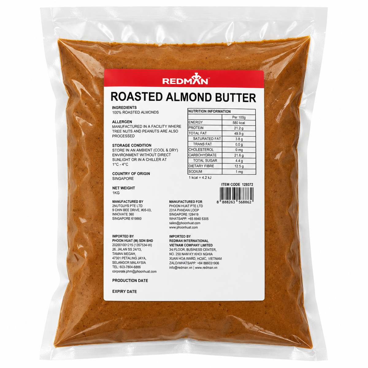 ROASTED ALMOND BUTTER / REDMAN (CARX20PACX1KG) (