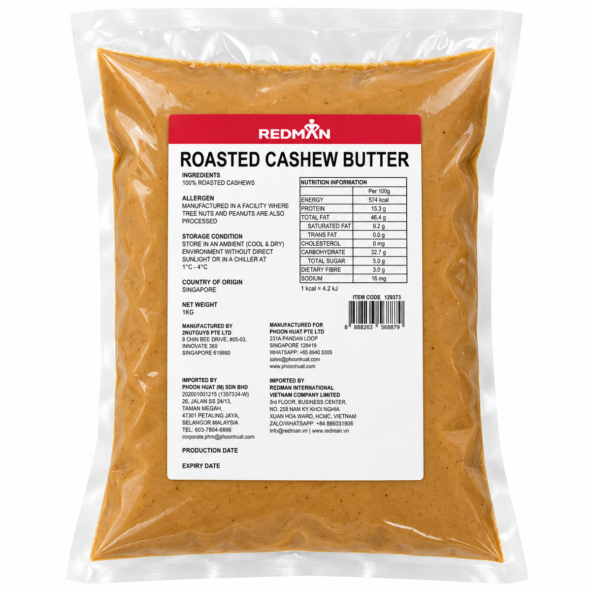 ROASTED CASHEW BUTTER / REDMAN (CARX20PACX1KG) (