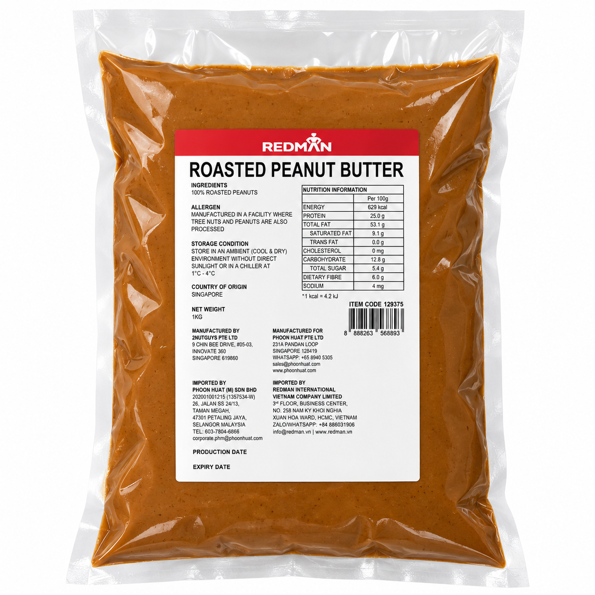 ROASTED PEANUT BUTTER / REDMAN (CARX20PACX1KG) (
