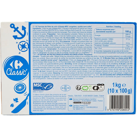 FROZEN ALASKAN POLLOCK SLICES 10X100G (#128720)