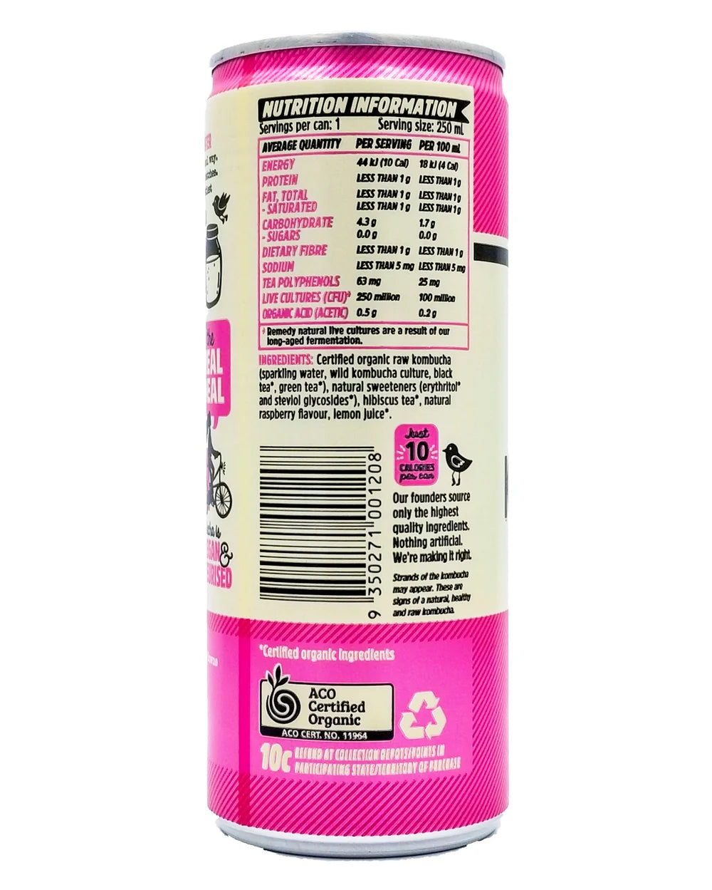 RASPBERRY LEMONDA KOMBUCHA 250ML (